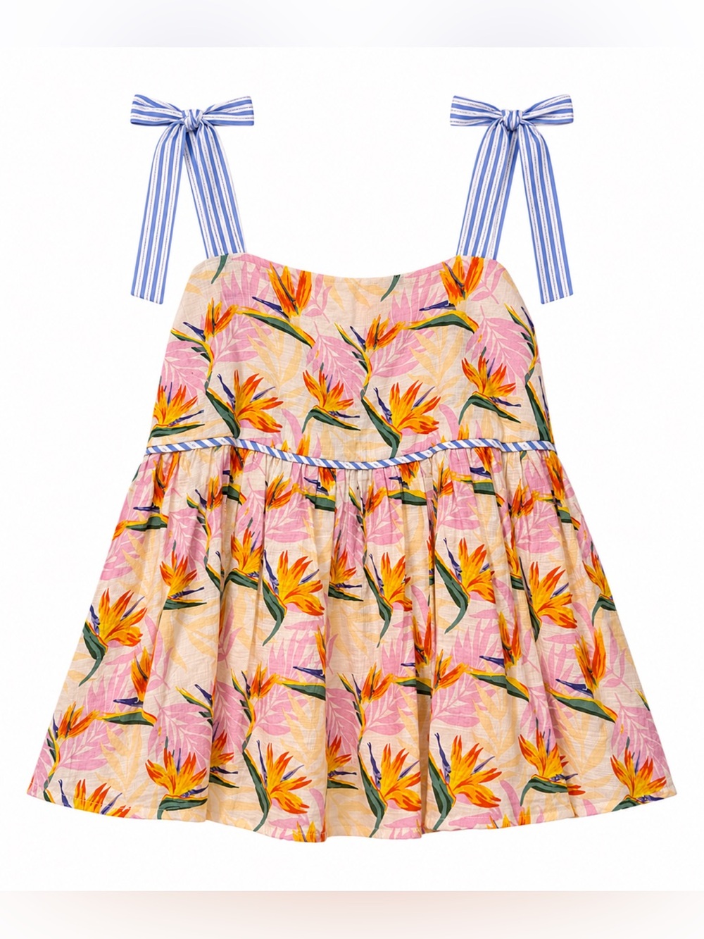 THML Tropical Tie-Shoulder Baby Doll Top- M